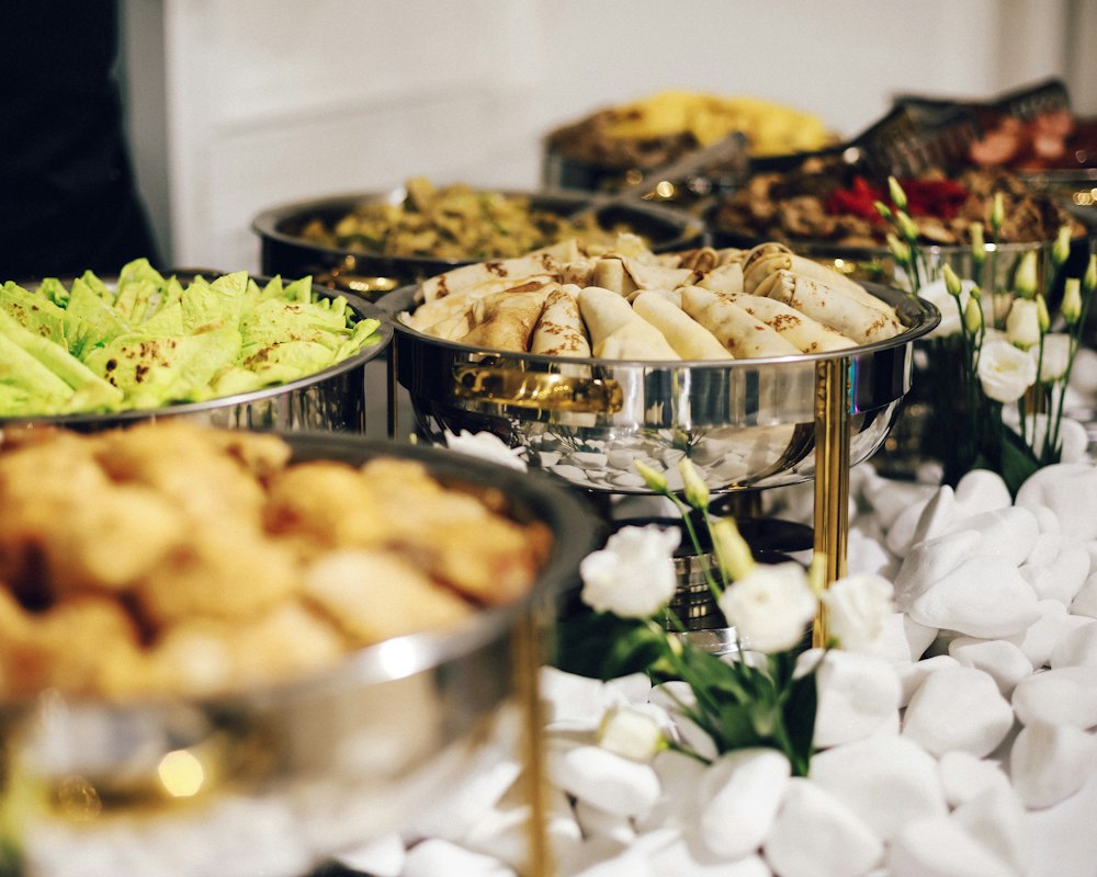 Buffet line set up at an event